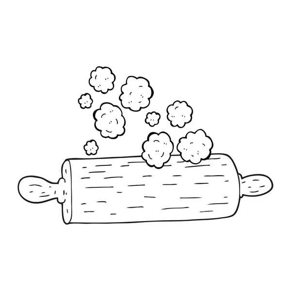 Black and white cartoon rolling pin — Stock Vector