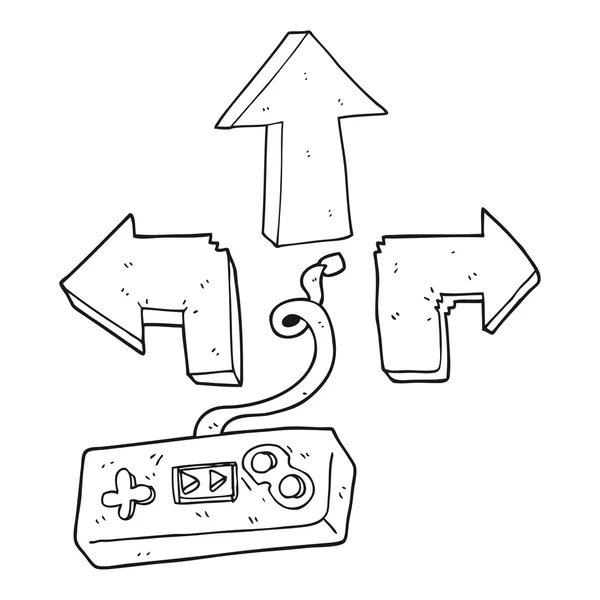 Controlador de jogo de desenhos animados preto e branco —  Vetores de Stock