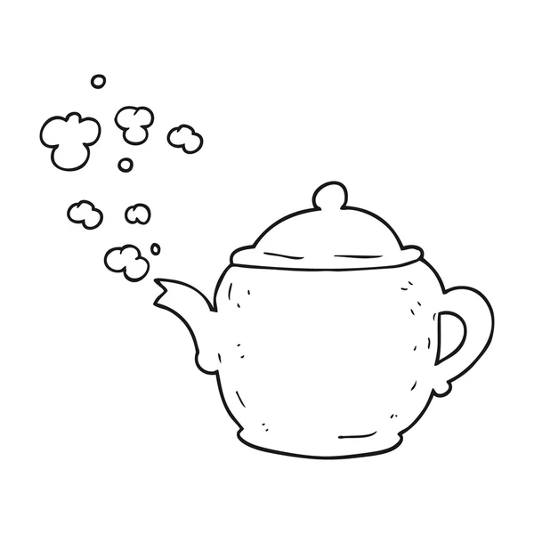 Black and white cartoon teapot — Stock Vector