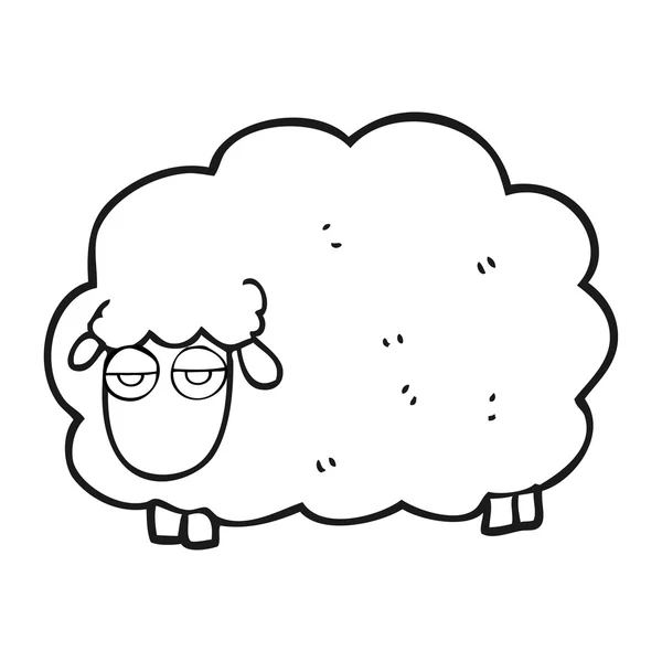Black and white cartoon muddy winter sheep — Stock Vector