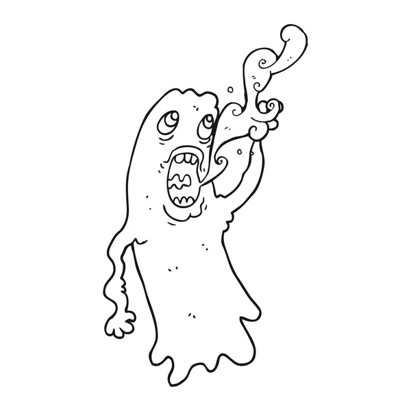 Fantasma de dibujos animados blanco y negro — Vector de stock