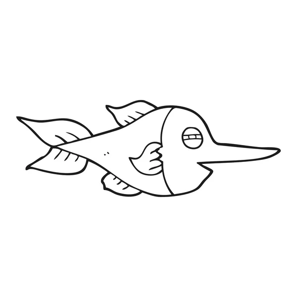 Zwart-wit cartoon zwaardvis — Stockvector