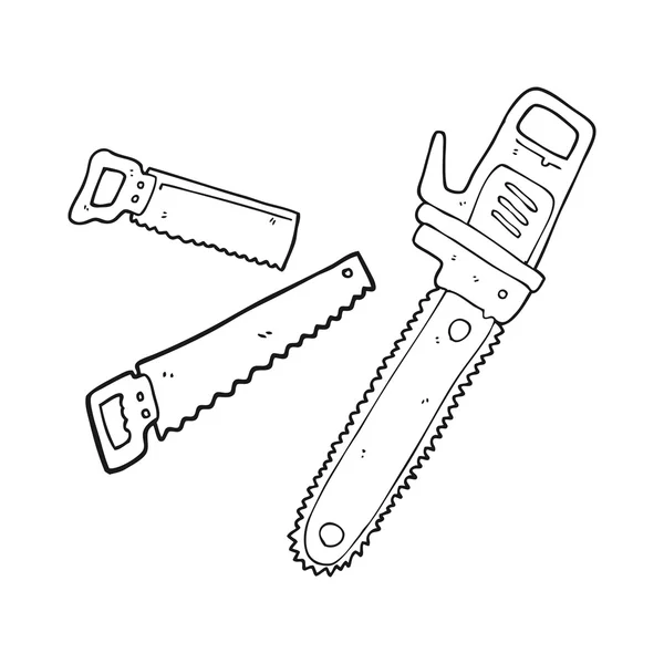 Svartvita tecknade sågar — Stock vektor