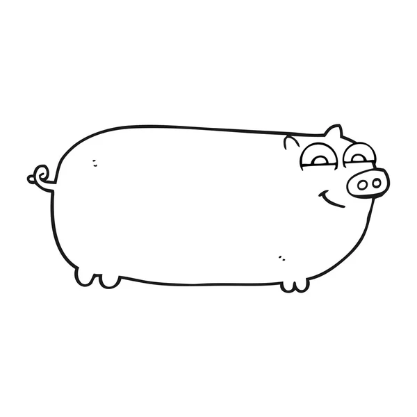 Black and white cartoon pig — Stock Vector