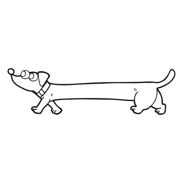 Preto e branco desenho animado dachshund — Vetor de Stock