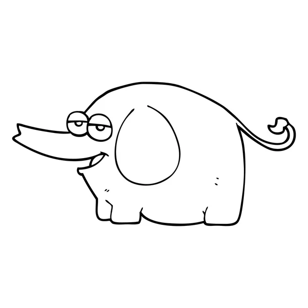 Blanco y negro de dibujos animados elefante chorros de agua — Vector de stock