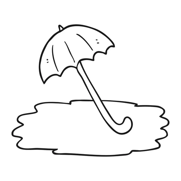 Paraguas húmedo de dibujos animados en blanco y negro — Vector de stock
