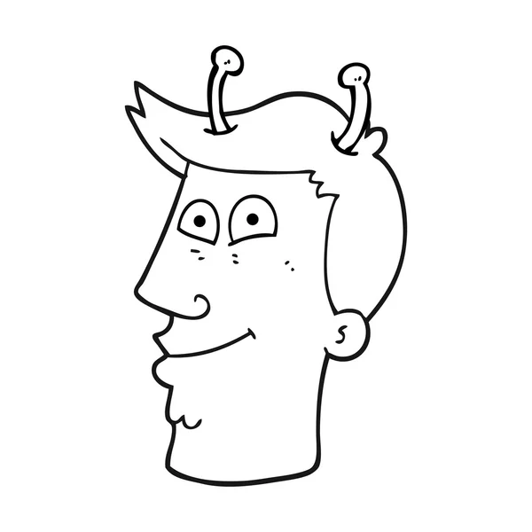 Hombre extranjero de dibujos animados en blanco y negro — Vector de stock