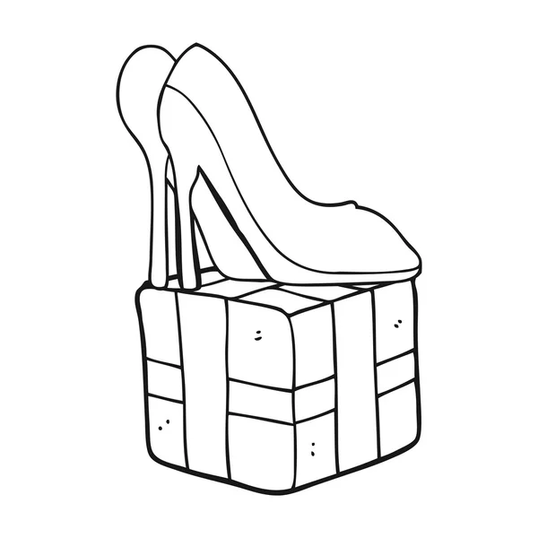 Чорно-білий мультфільм високий каблук взуття подарунок — стоковий вектор
