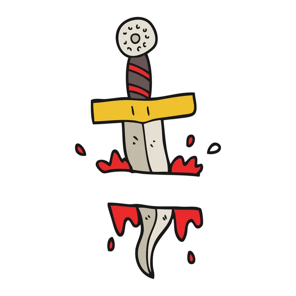 Tatouage de poignard de dessin animé — Image vectorielle