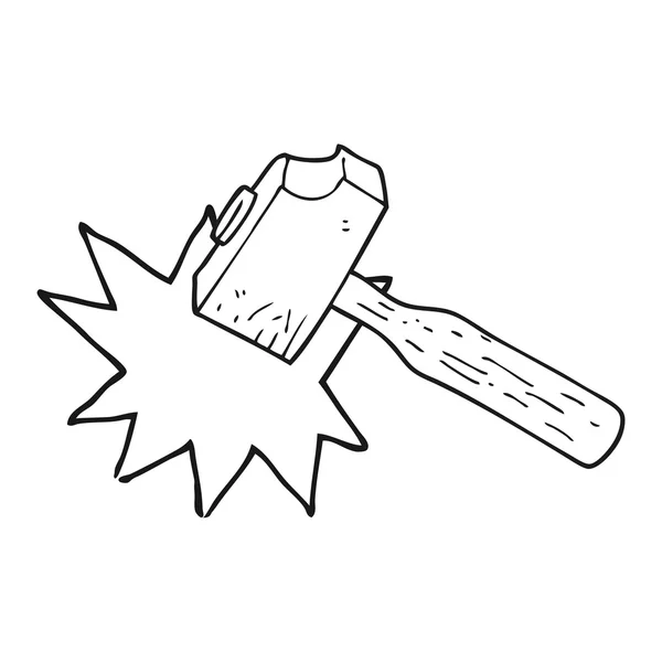 Zwart-wit cartoon mallet — Stockvector