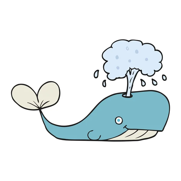 Cartoon walvis spuiten van water — Stockvector