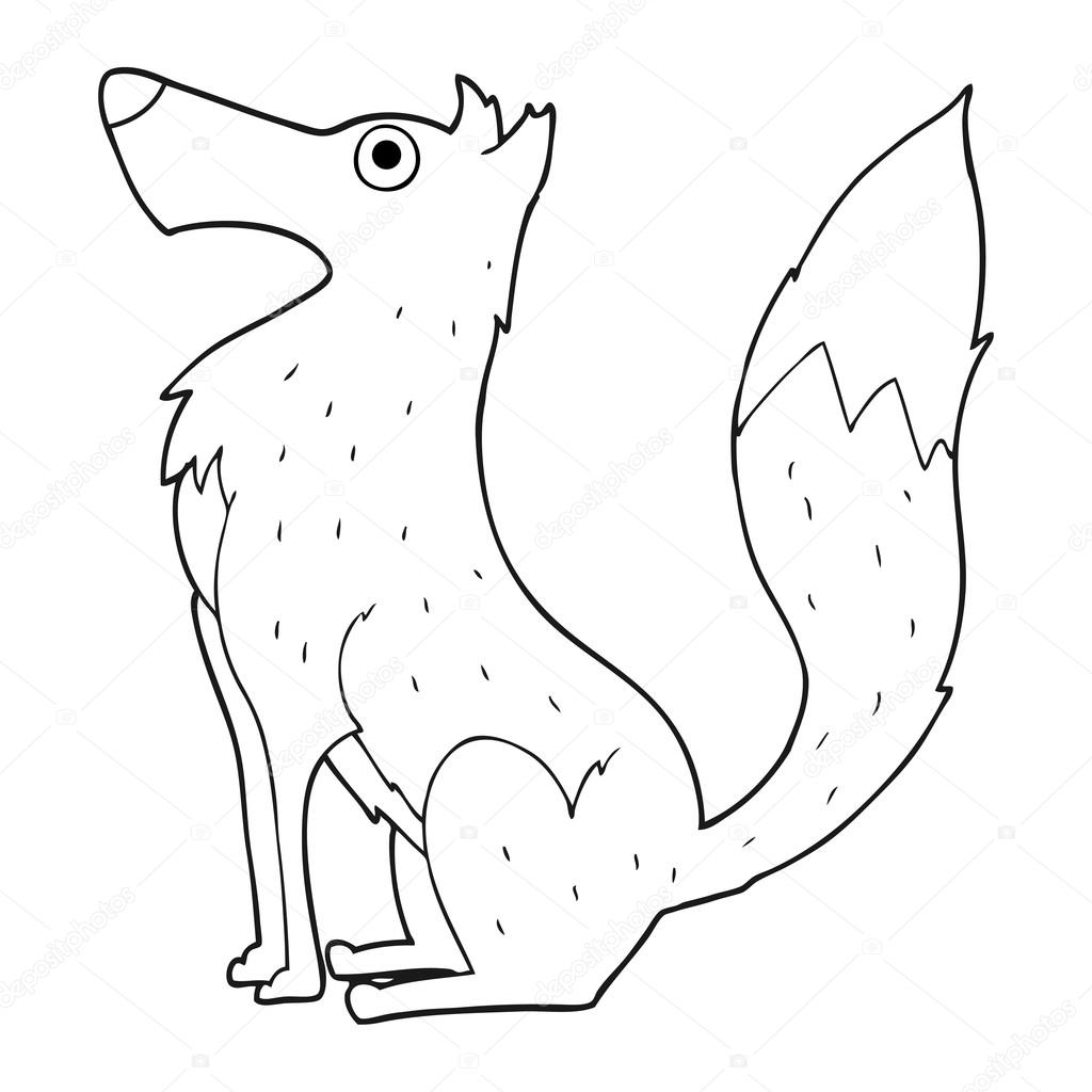 black and white cartoon wolf — Stock Vector © lineartestpilot #96260868