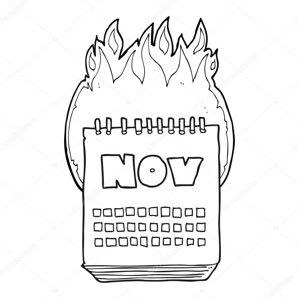 Calendrier Dessin Anime Noir Et Blanc Montrant Le Mois De Novembre Image Vectorielle Par Lineartestpilot C Illustration 96263324