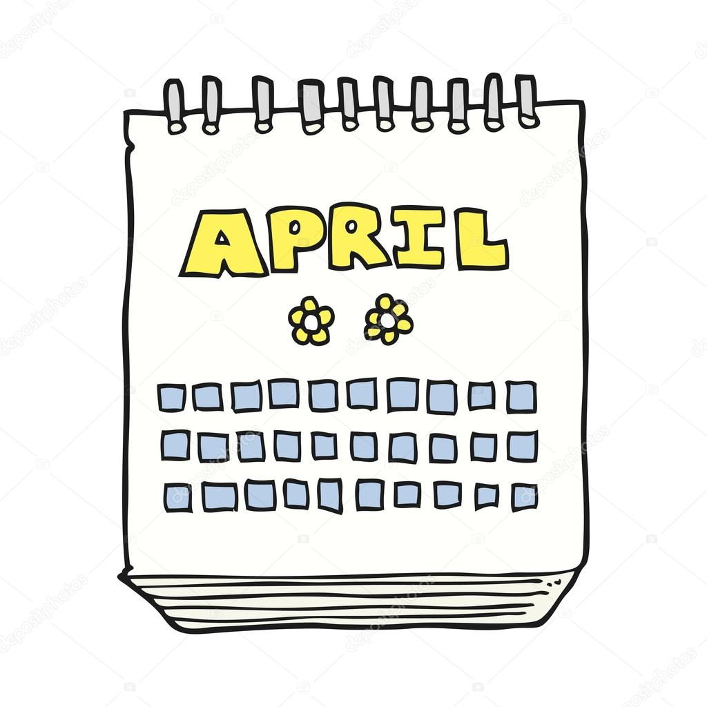 Cartoon calendar showing month of April — Stock Vector