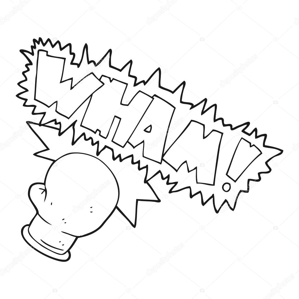 Negro y blanco de dibujos animados boxeo guante ponche vector, gráfico