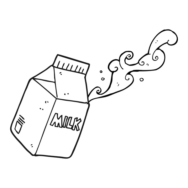 Carton de lait de dessin animé noir et blanc — Image vectorielle