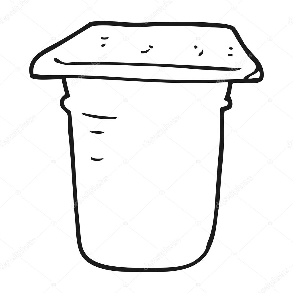 Pot de yaourt dessin anim main lev e image vectorielle Pot de yaourt dessin anim main lev e image vectorielle