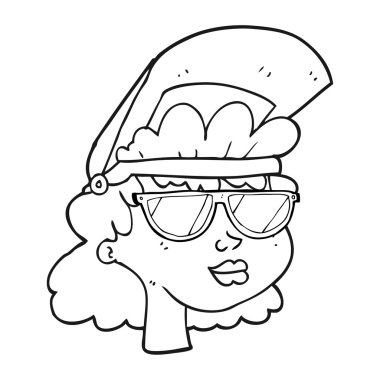 Kaynak maske ve gözlük ile siyah beyaz çizgi film kadın