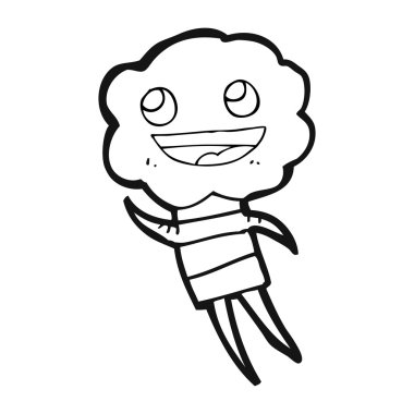 siyah beyaz çizgi film sevimli bulut baş yaratık