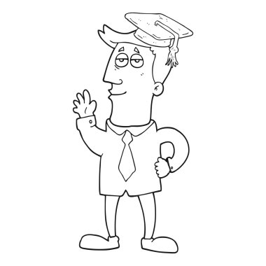 siyah beyaz çizgi film mezunu