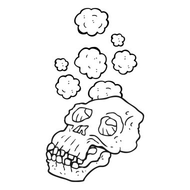 siyah beyaz çizgi film Antik kafatası