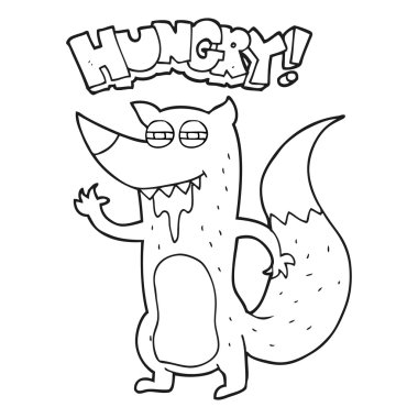 siyah beyaz çizgi film aç kurt