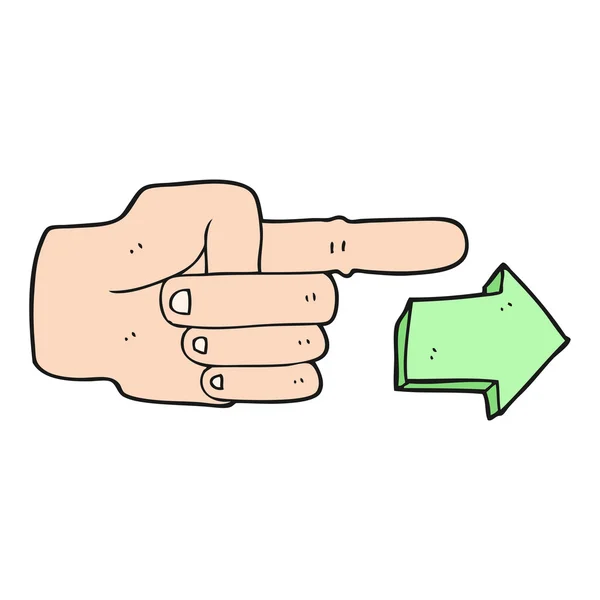Cartoon pekande hand med pil — Stock vektor