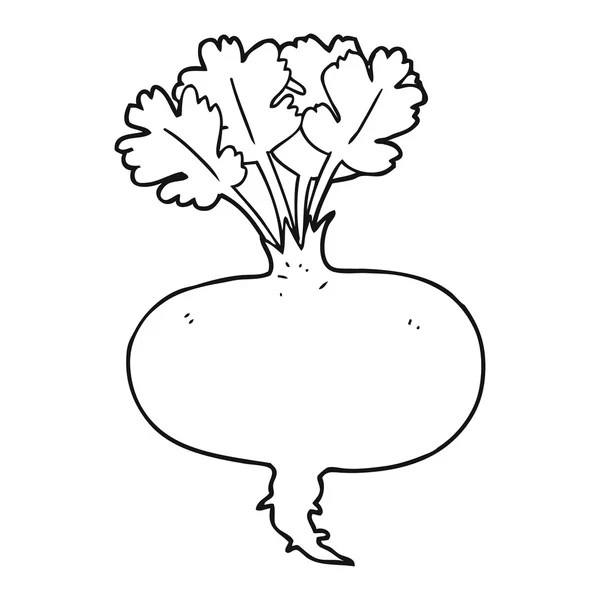 Black and white cartoon muddy turnip — стоковый вектор