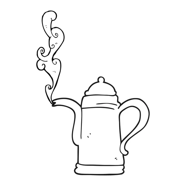 黑色和白色卡通水壶咖啡 — 图库矢量图片