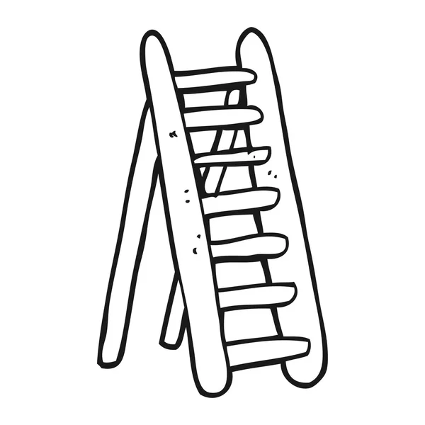 Freehand drawn black and white cartoon ladder.