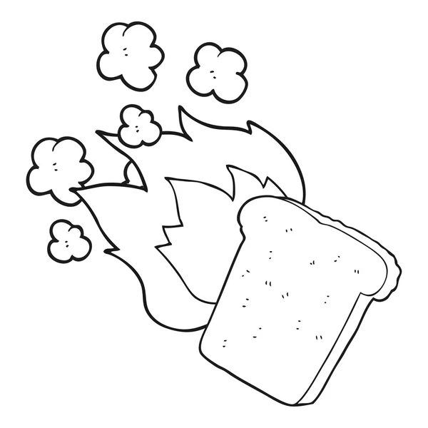 Noir et blanc dessin animé brûlé pain grillé — Image vectorielle