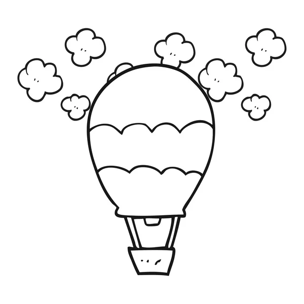 Balon udara panas kartun hitam dan putih - Stok Vektor