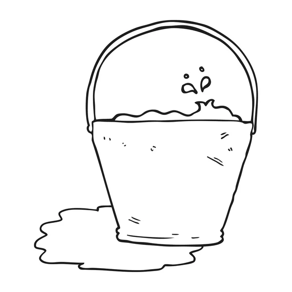 バケツの水を黒と白の漫画 — ストックベクタ