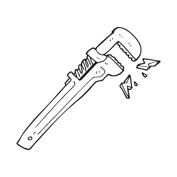 Llave ajustable de dibujos animados en blanco y negro — Archivo Imágenes Vectoriales