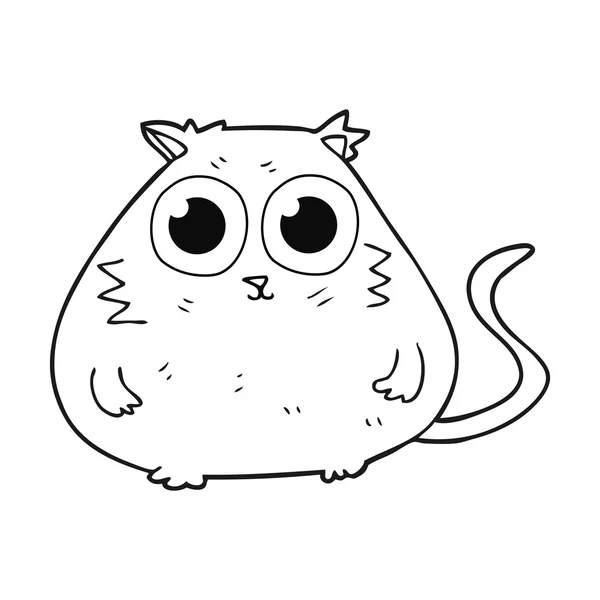Svartvita tecknade katt med stora vackra ögon — Stock vektor