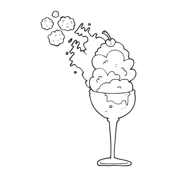 Noir et blanc dessin animé crème glacée froide — Image vectorielle
