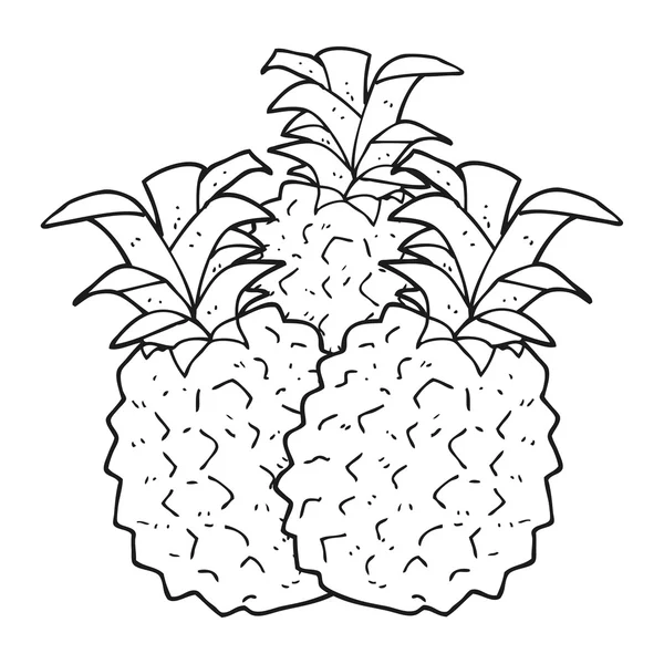 Černé a bílé kreslené ananas — Stockový vektor