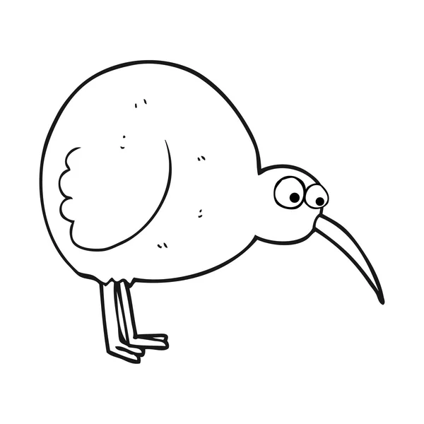 Noir et blanc dessin animé kiwi oiseau — Image vectorielle