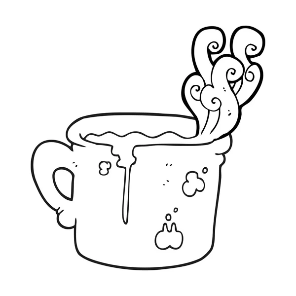 Negro y blanco de dibujos animados taza de café viejo — Vector de stock