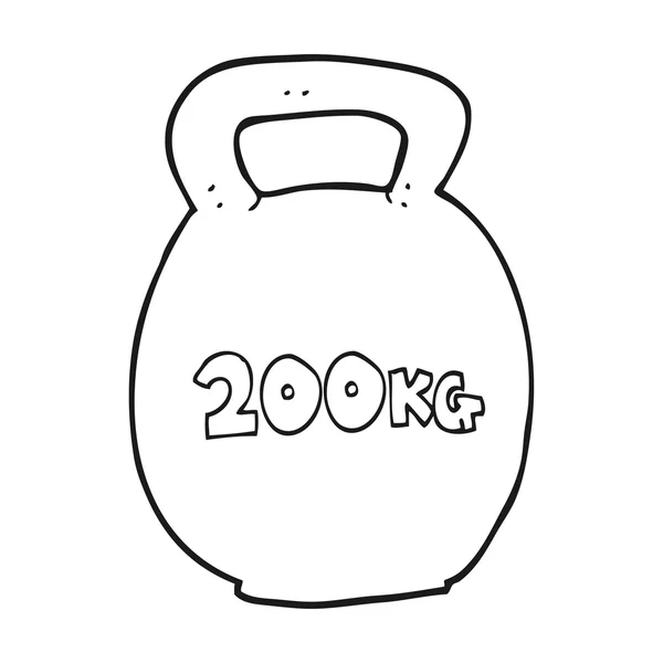 Fekete-fehér rajzfilm 200kg kettle bell — Stock Vector