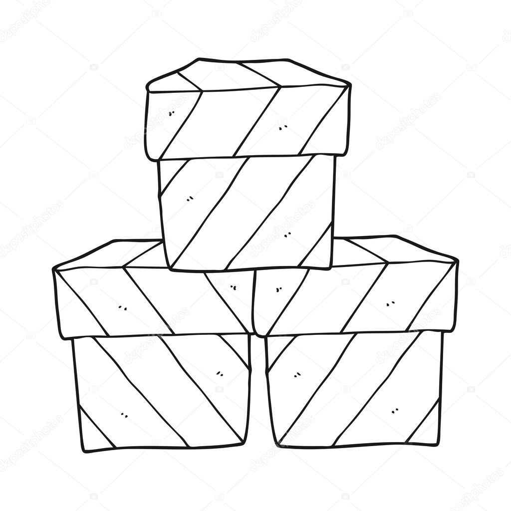 Black and white cartoon gift boxes — Stock Vector © lineartestpilot