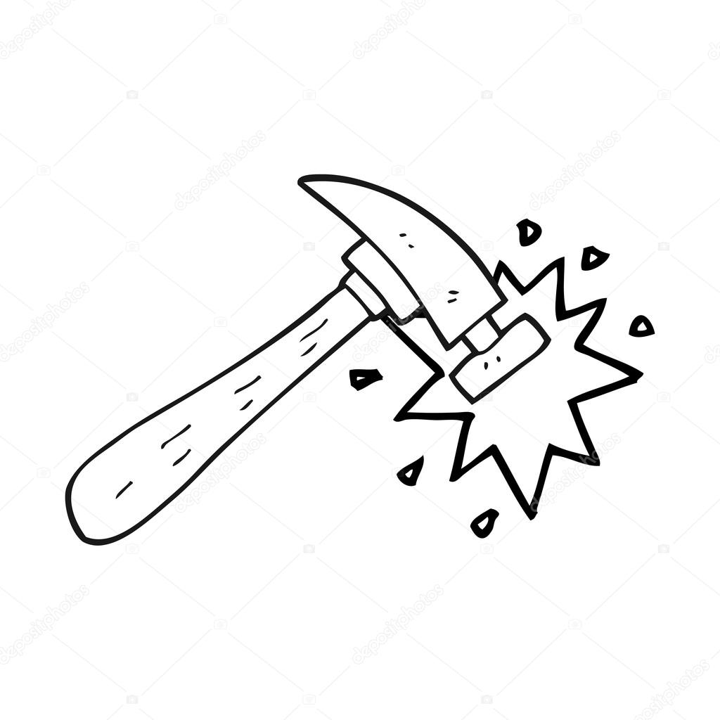 Black and white cartoon hammer ⬇ Vector Image by © lineartestpilot