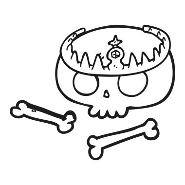 tacınla siyah beyaz çizgi film kafatası