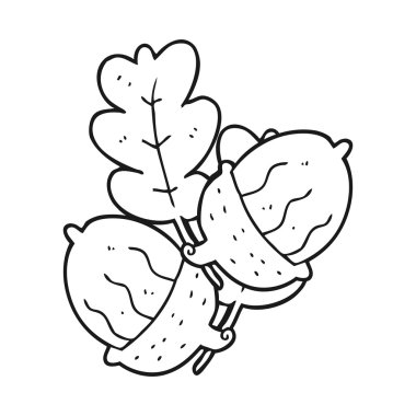 siyah beyaz çizgi film meşe palamutları