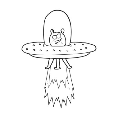 siyah beyaz çizgi film uzaylı