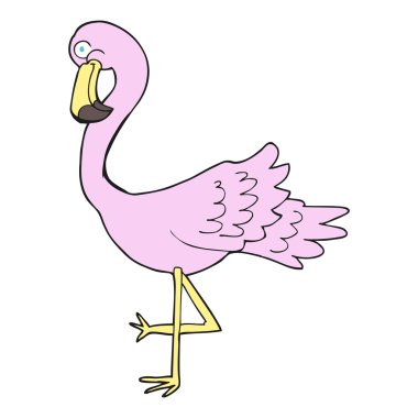 serbest çizilmiş karikatür flamingo