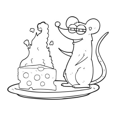 siyah beyaz çizgi film fare peynir ile