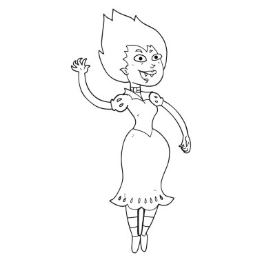 siyah beyaz çizgi film Kan emme vampir kız