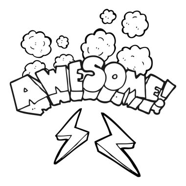 siyah beyaz çizgi film kelime harika